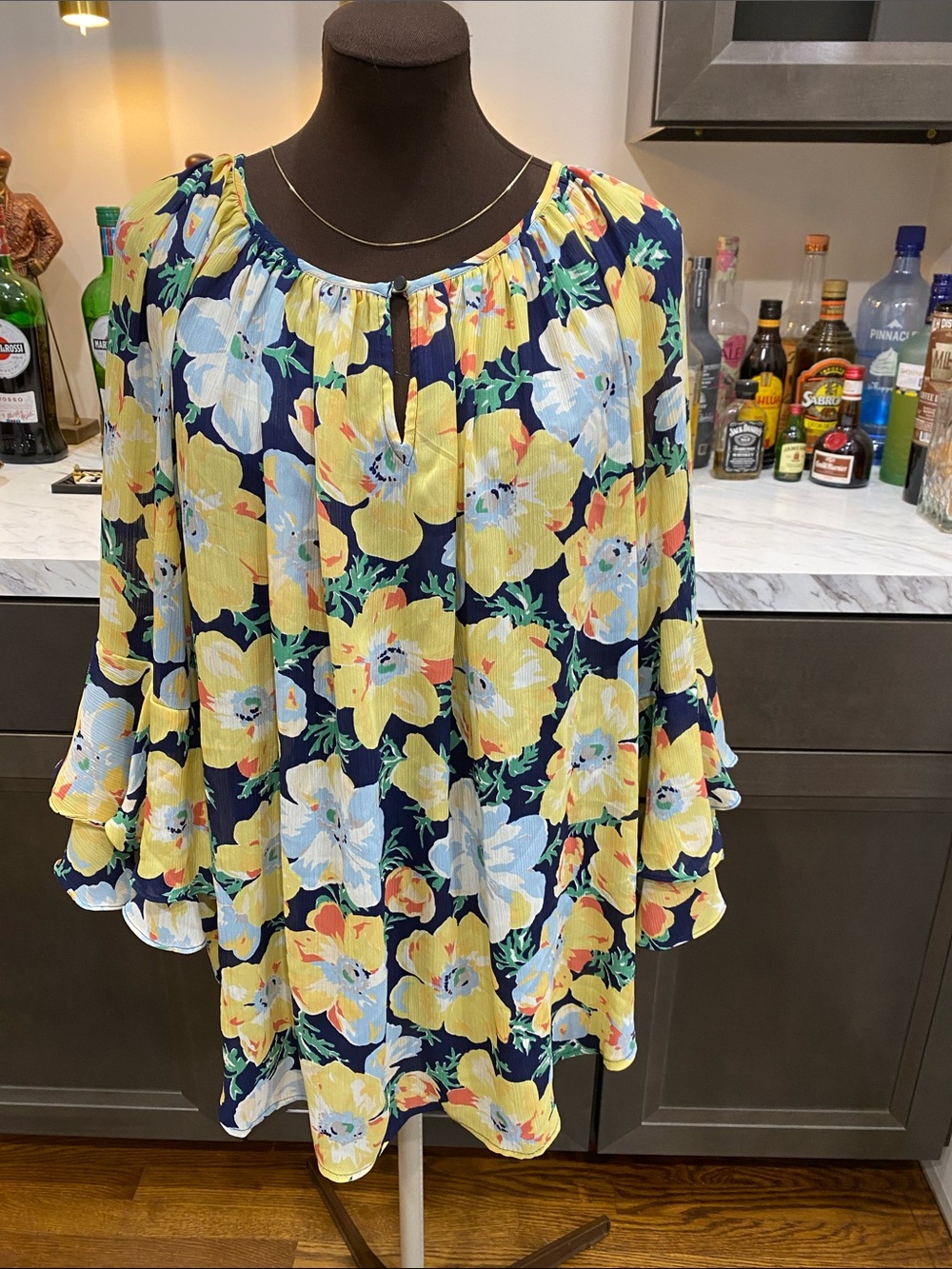 Ralph Lauren 🌹chaps Floral Peasant smock top shirt Blouse Flowers pullover 2X